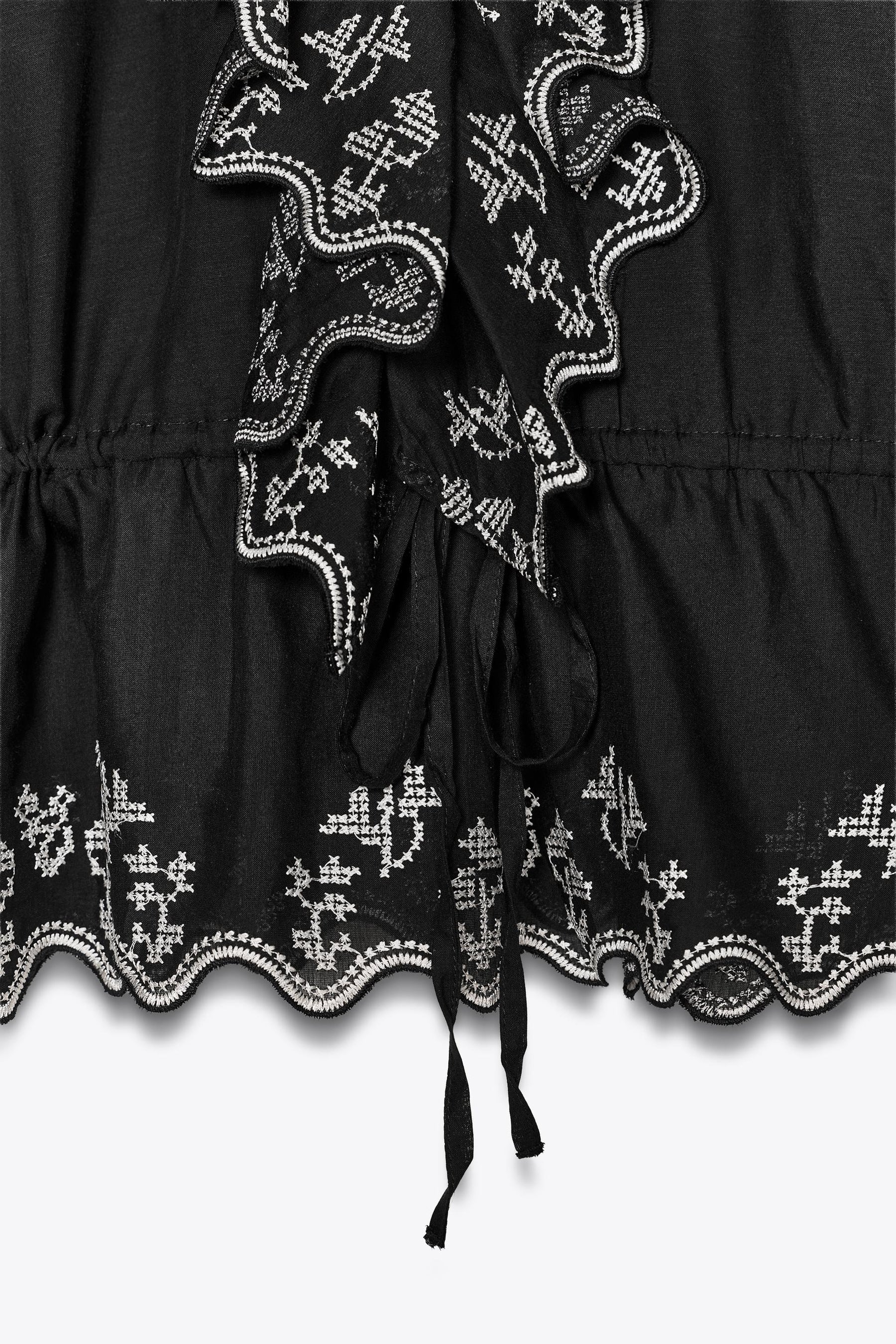 Embroidered Ruffle Blouse