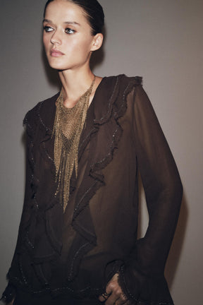 Beaded Ruffled Blouse