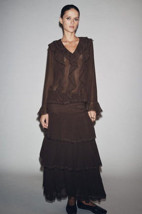 Beaded Ruffled Blouse