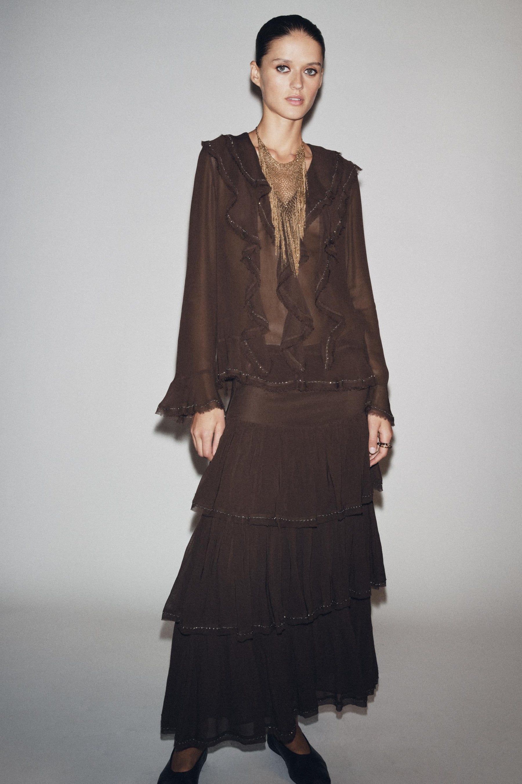 Beaded Ruffled Fashion Skirt