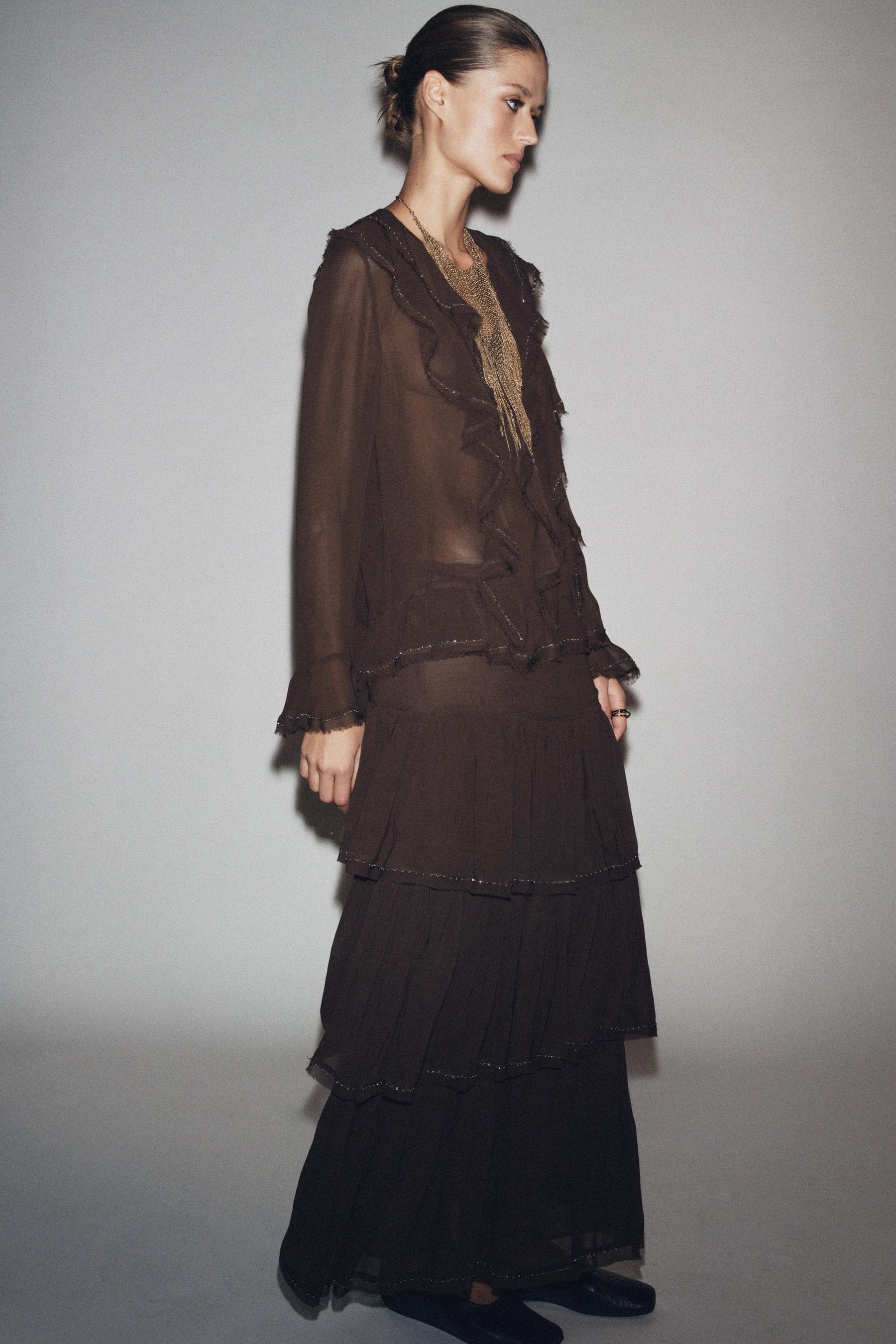 Beaded Ruffled Fashion Skirt