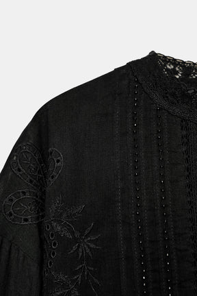 Embroidered Shirt with Lace