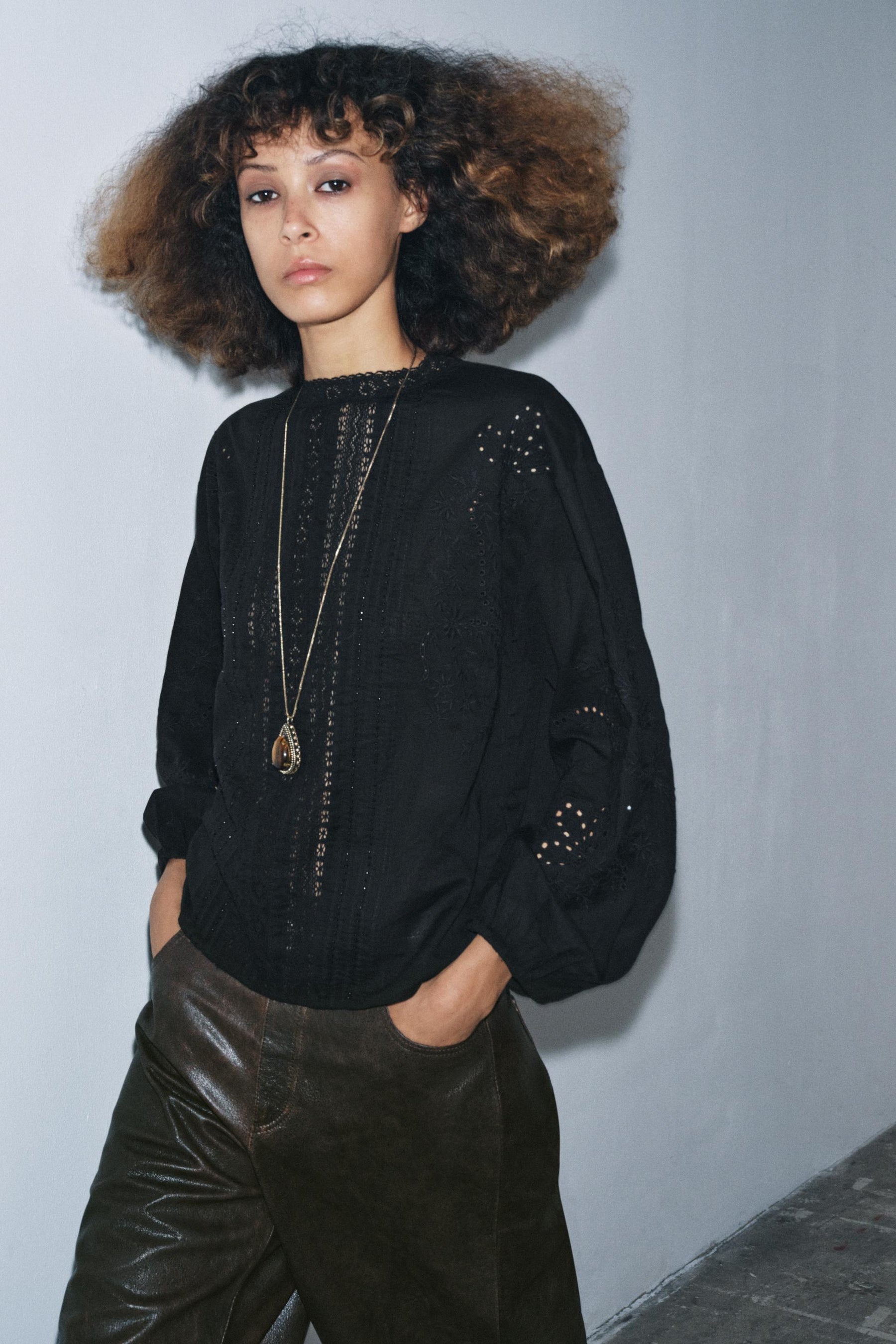 Embroidered Shirt with Lace