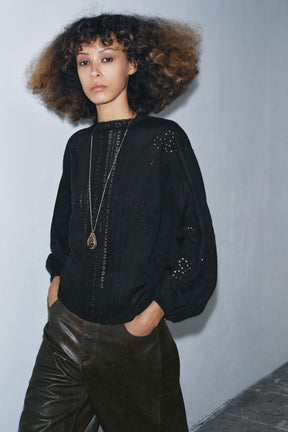 Embroidered Shirt with Lace