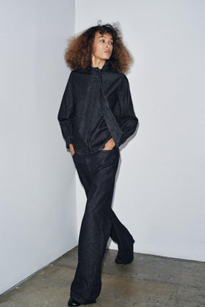 Denim Shirt with Bow