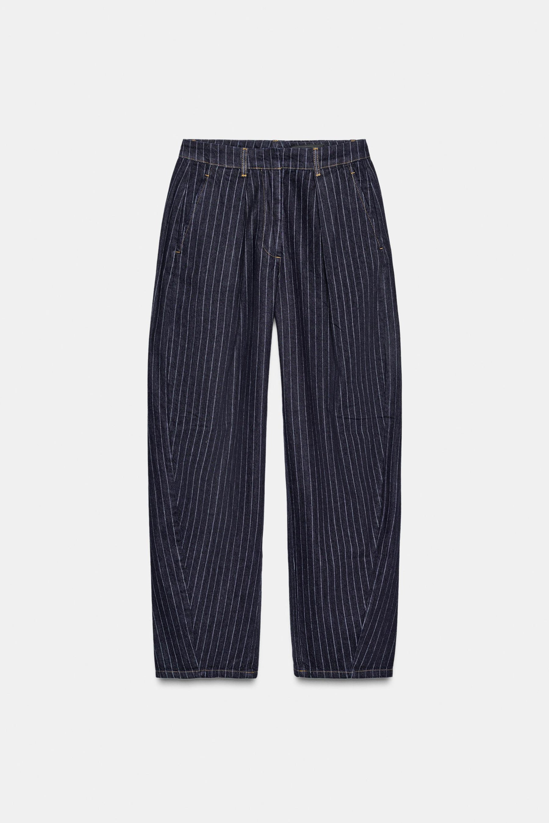 Mid-Waist Striped Balloon Jeans