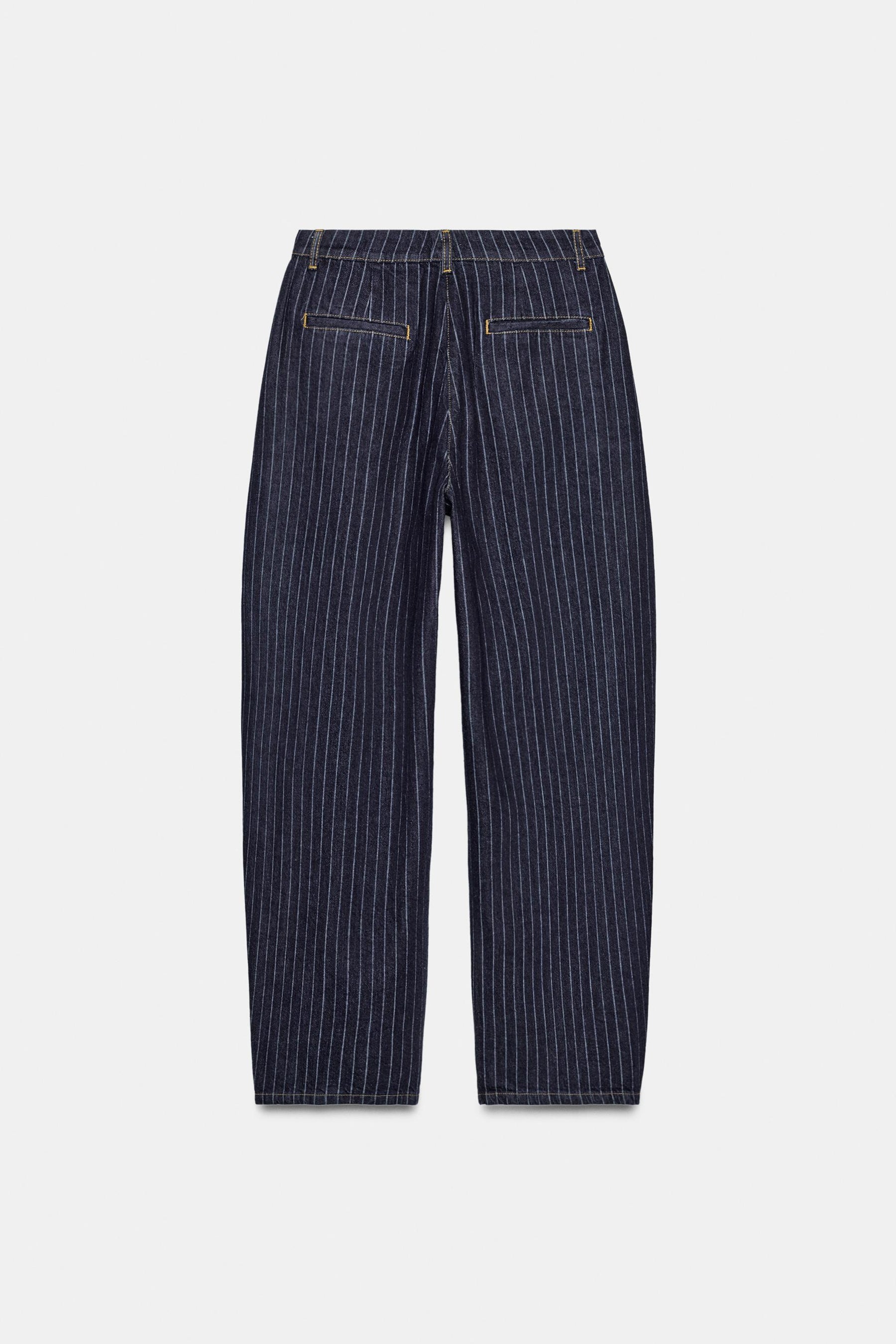 Mid-Waist Striped Balloon Jeans