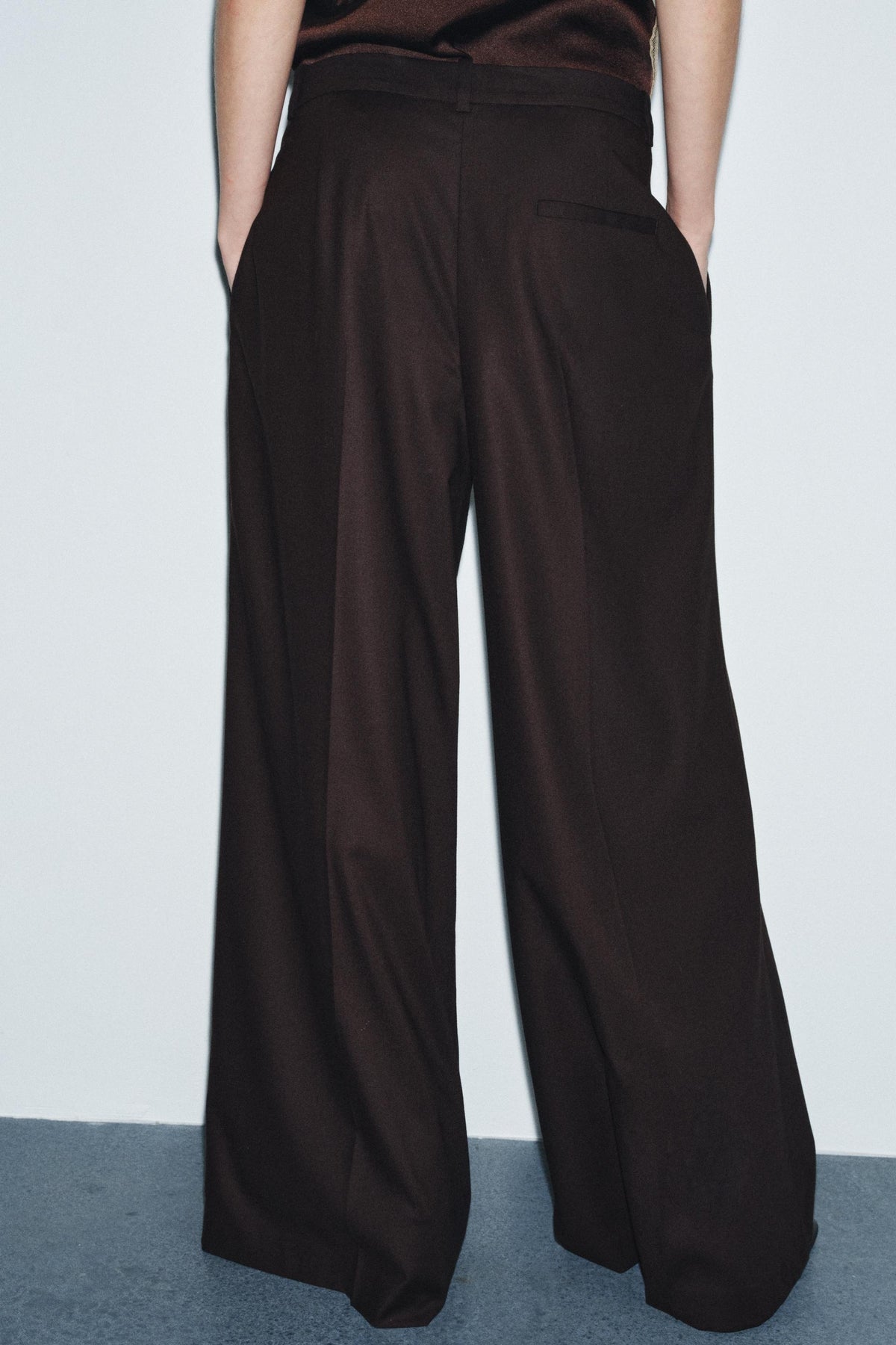 Wide-leg pleated trousers