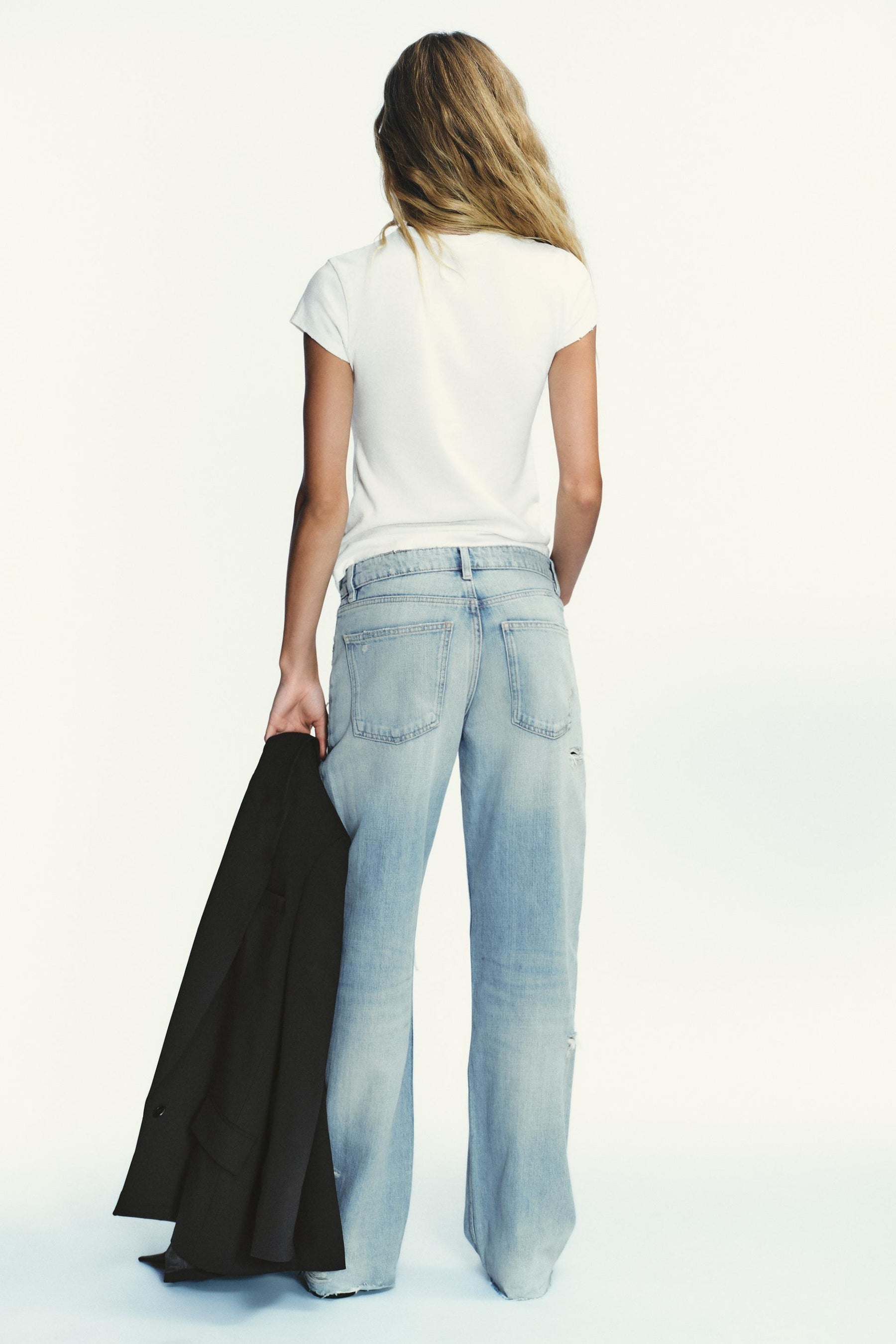 Ripped Wide-Leg Mid-Waist Jeans