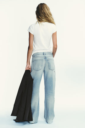 Ripped Wide-Leg Mid-Waist Jeans