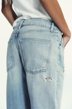 Ripped Wide-Leg Mid-Waist Jeans