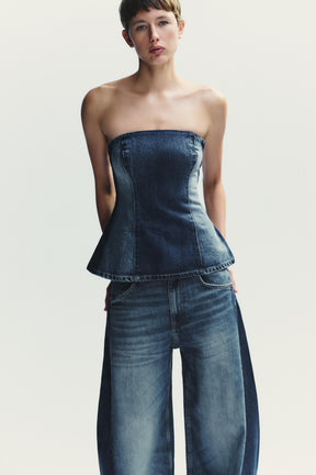 DENIM BANDEAU TOP