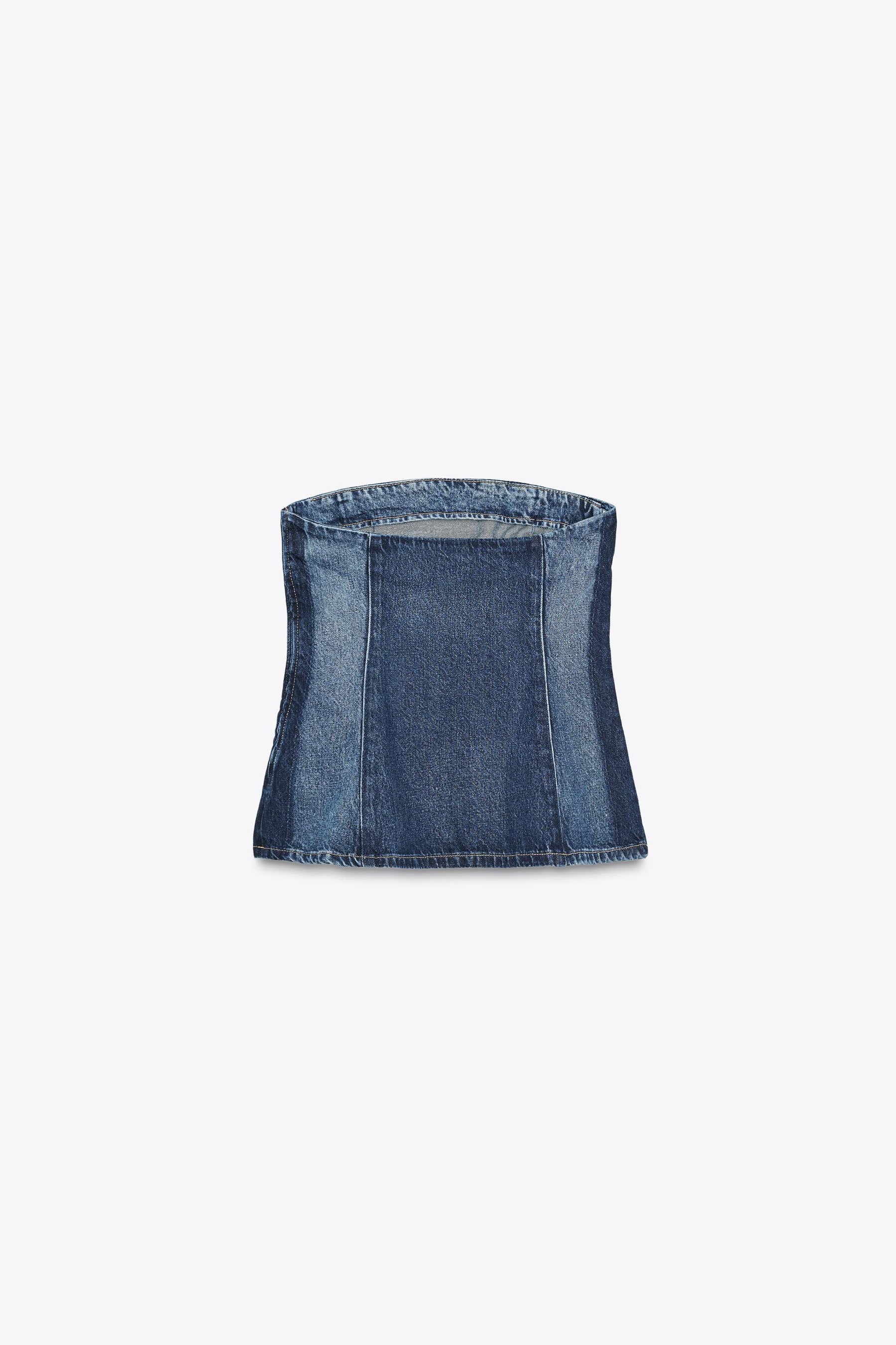 DENIM BANDEAU TOP