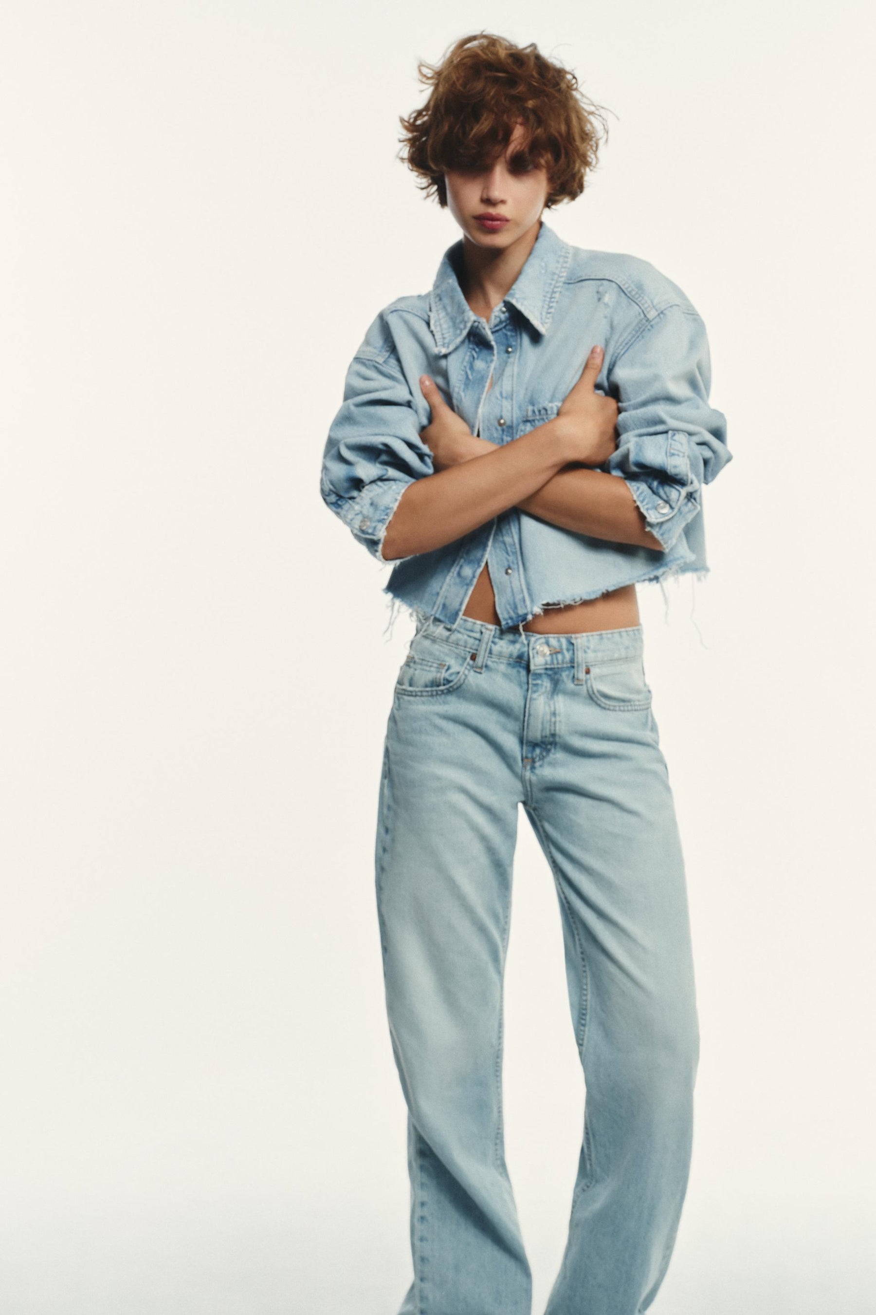 Ripped Crop Denim Overshirt