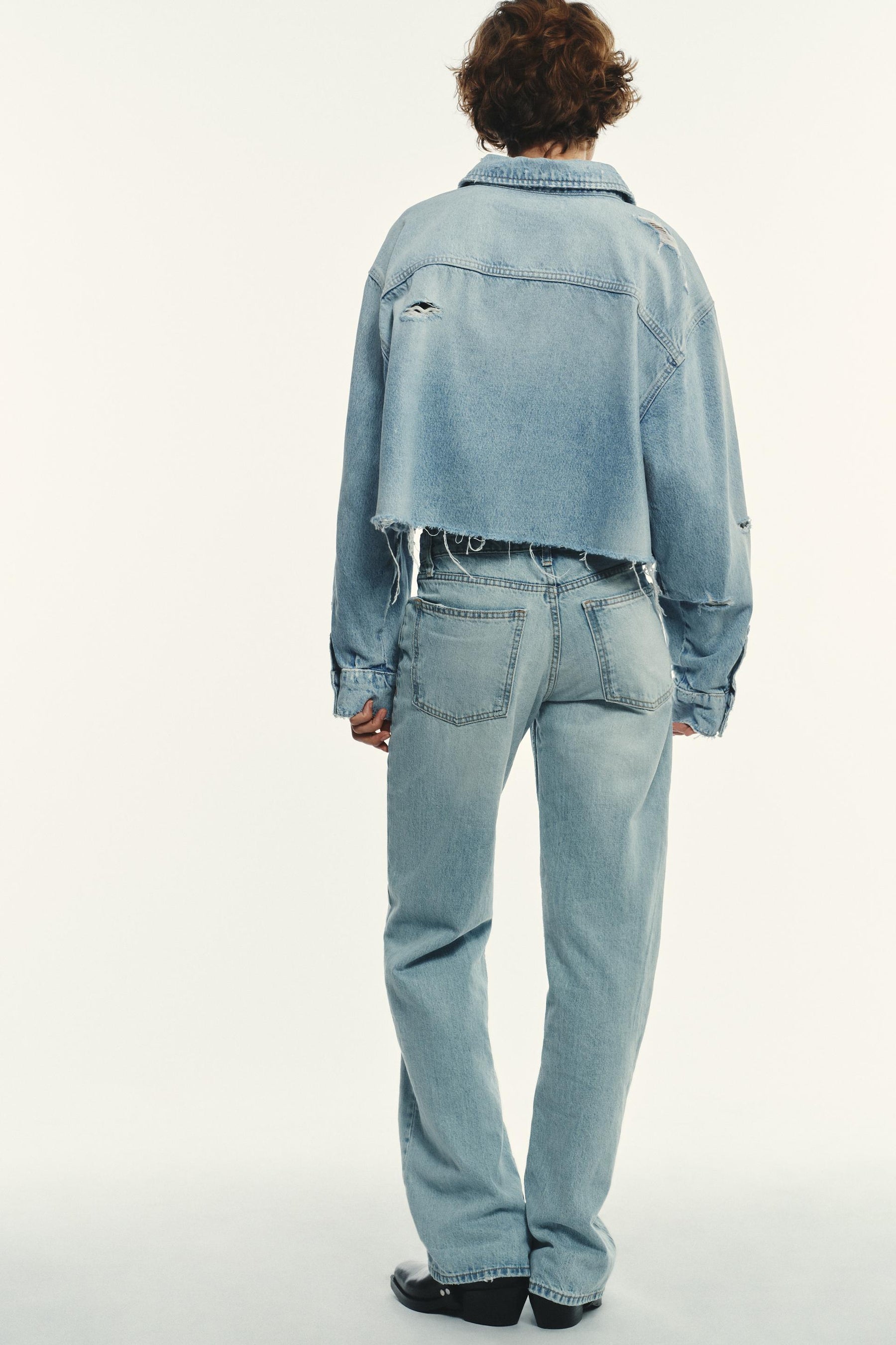 Ripped Crop Denim Overshirt