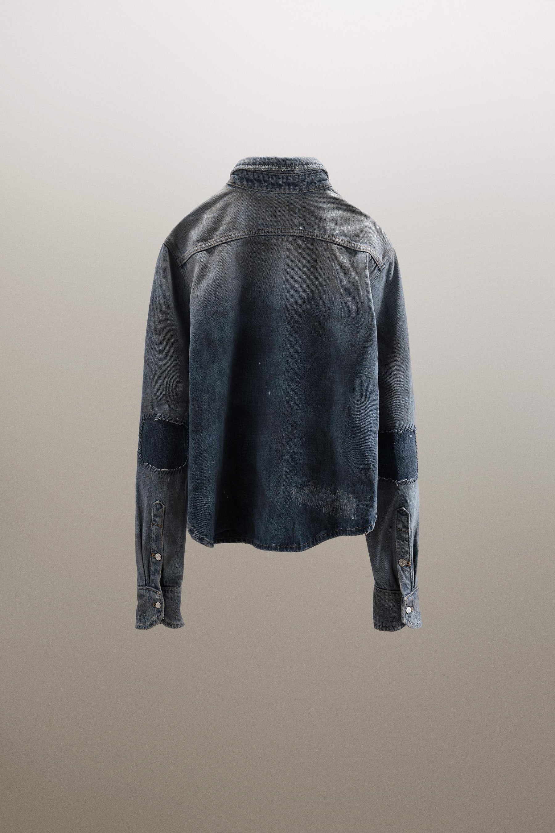 Faded Ripped Denim Shirt