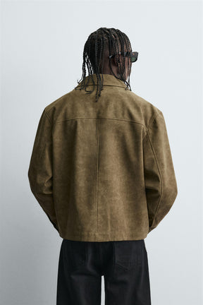 BOXY FIT FAUX SUEDE OVERSHIRT - Image 3