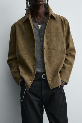 BOXY FIT FAUX SUEDE OVERSHIRT - Image 5