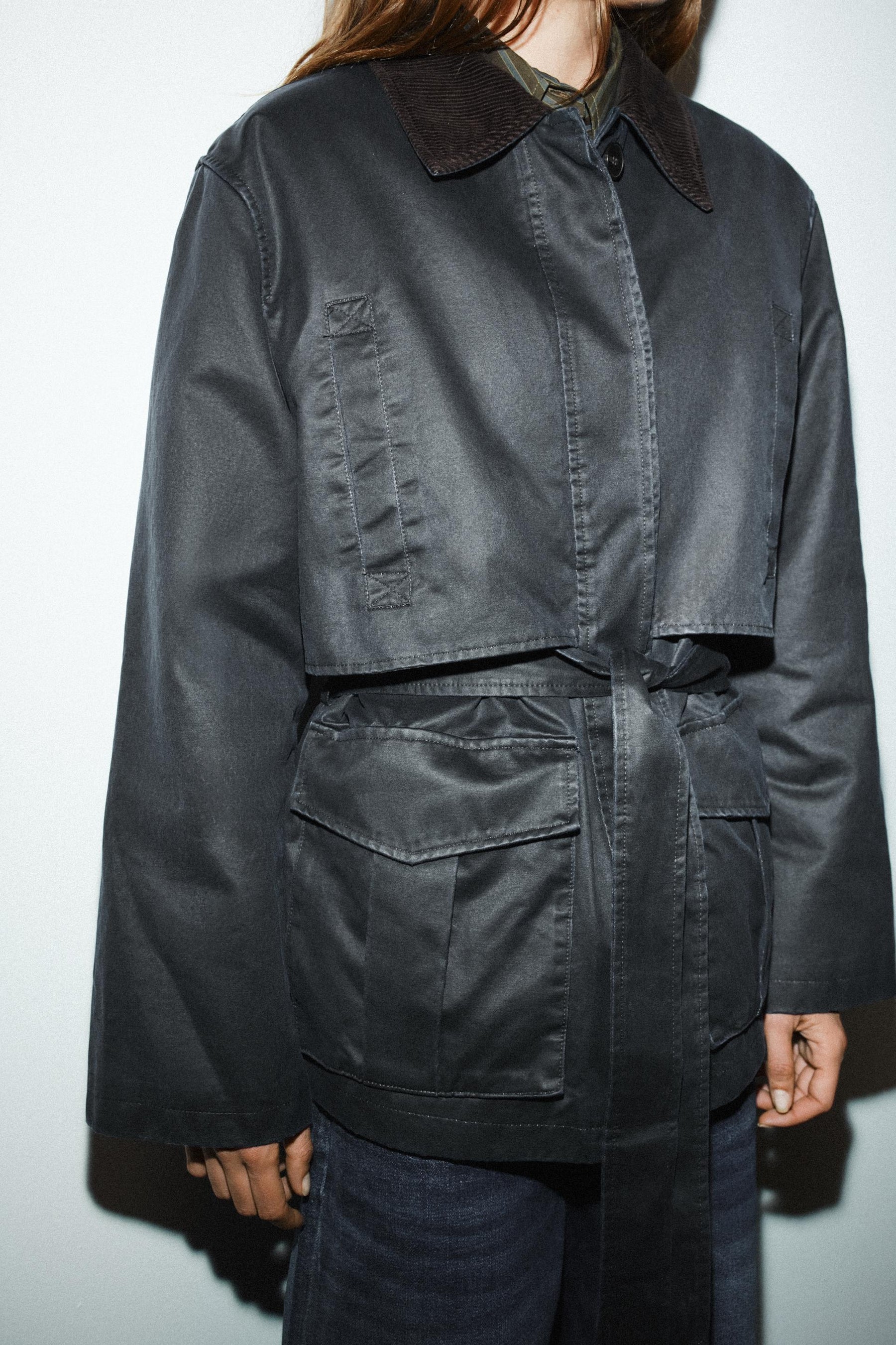 WAXED JACKET WITH CORDUROY