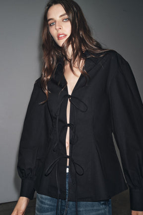 Poplin shirt with tied