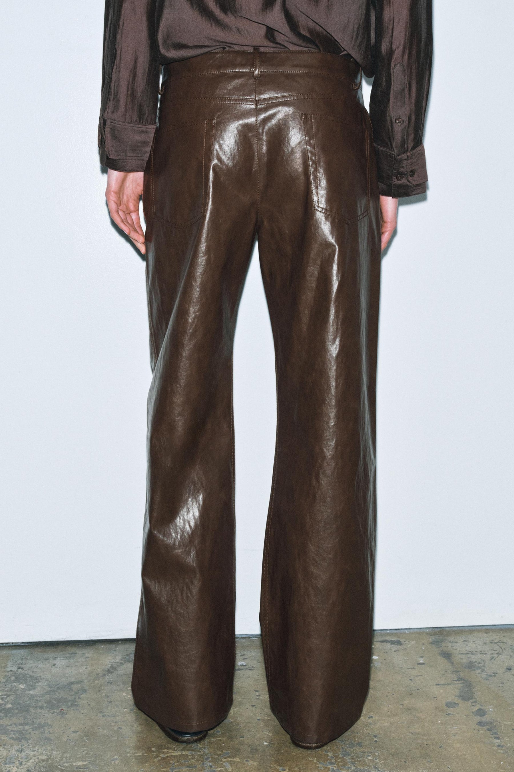 Faux Leather Straight Trousers