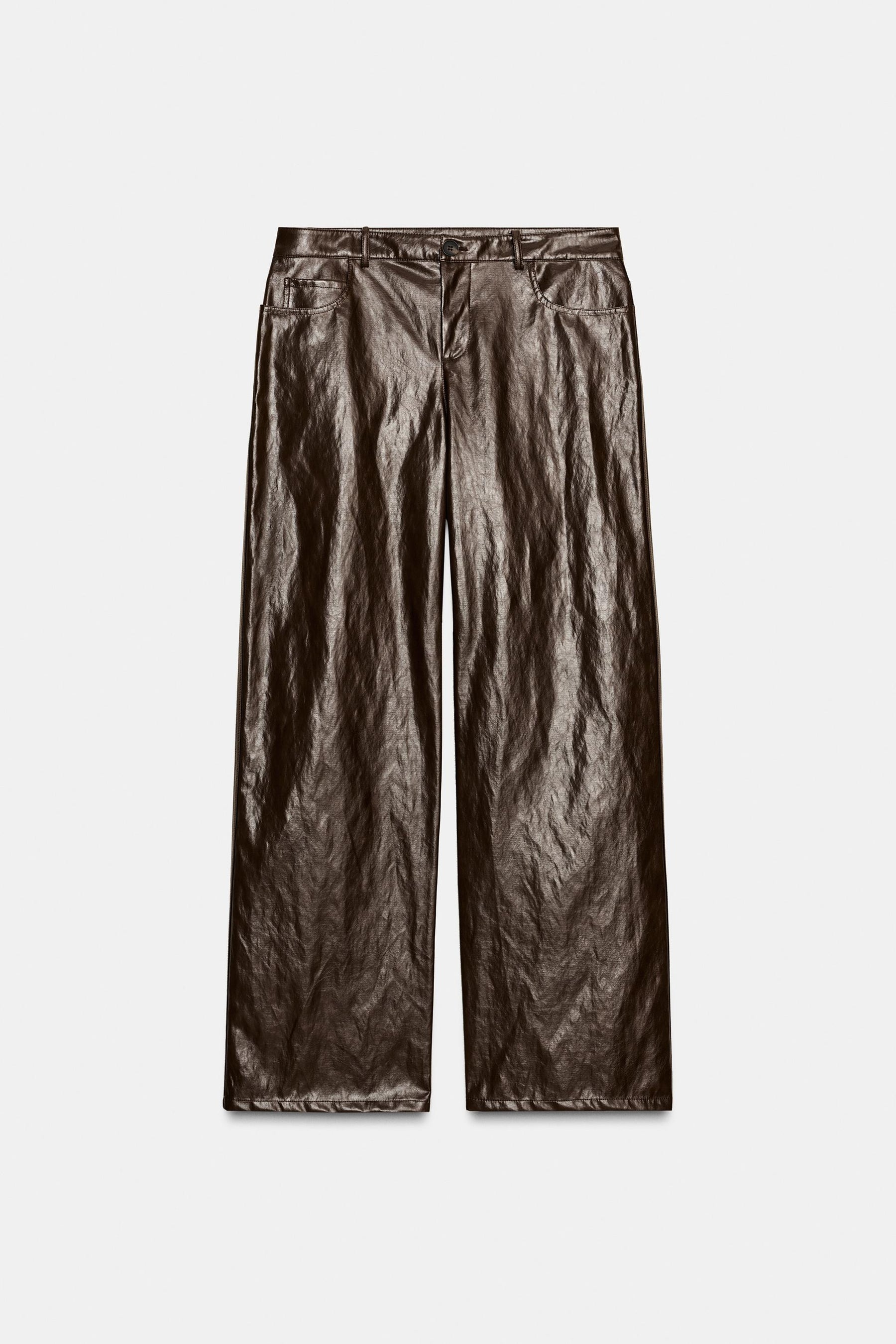Faux Leather Straight Trousers