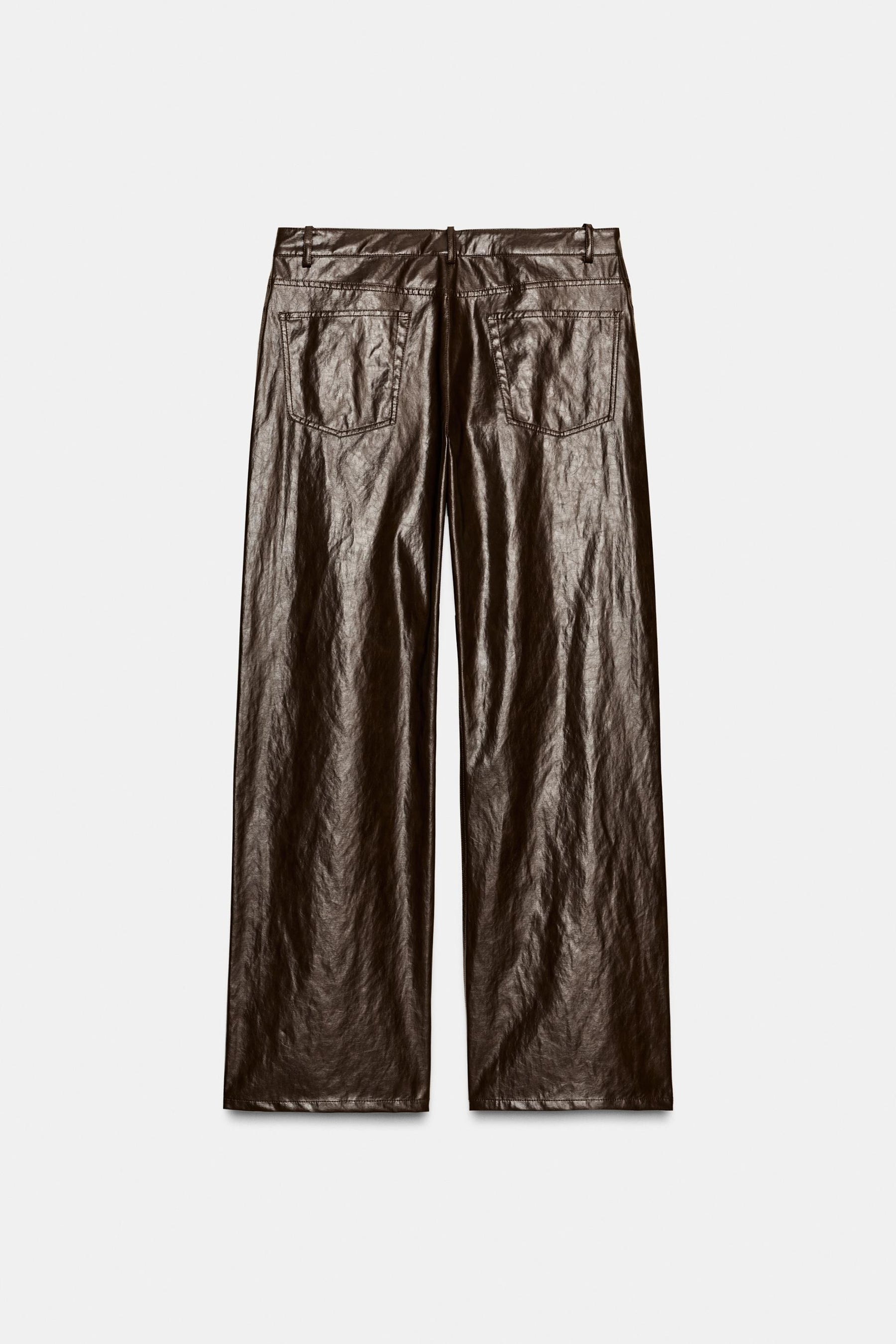 Faux Leather Straight Trousers