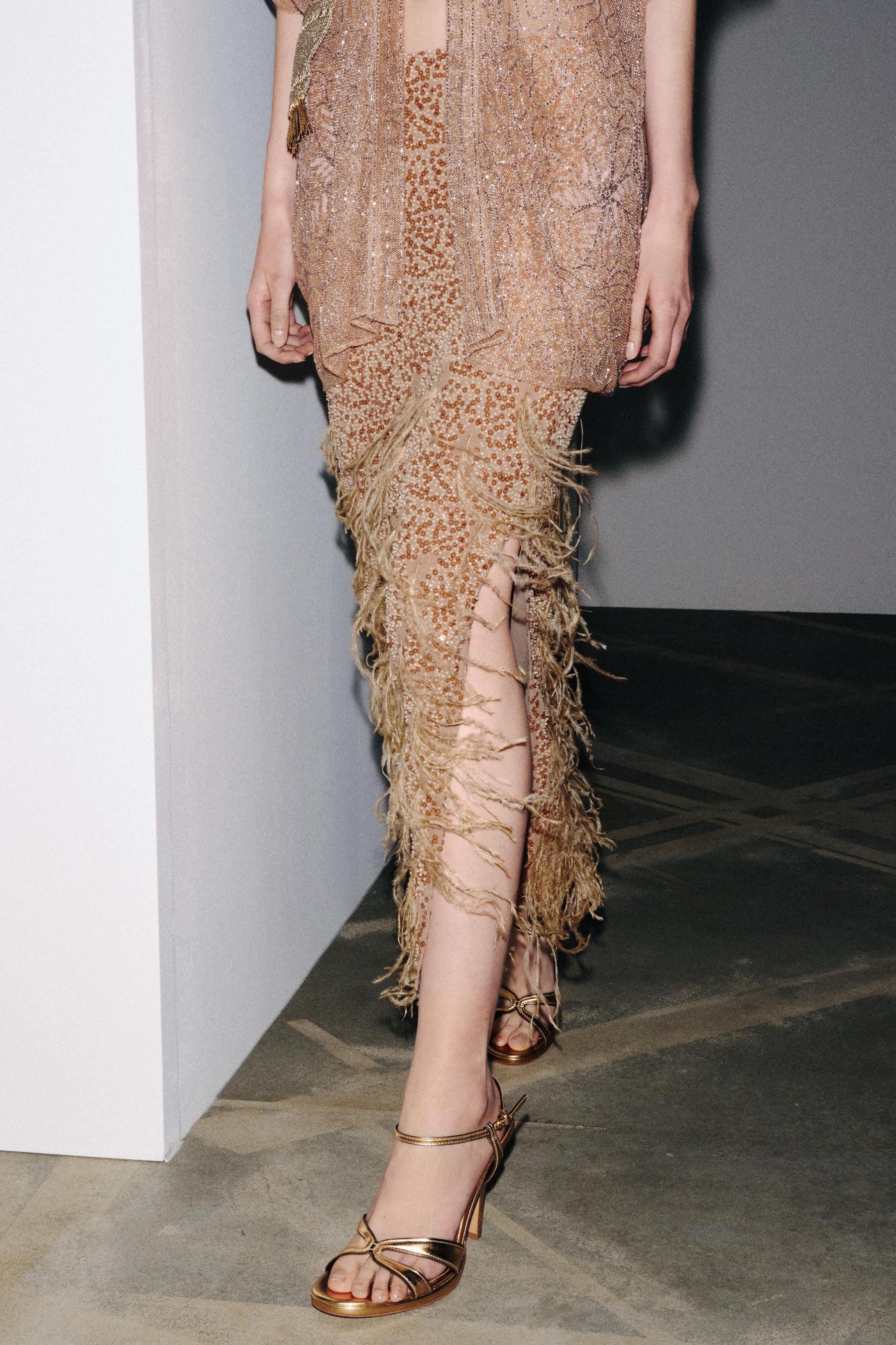 Sequinned Feather Mini Skirt