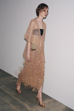 Sequinned Feather Mini Skirt