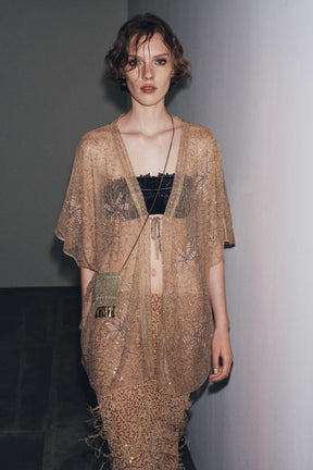 Sequinned Feather Mini Skirt