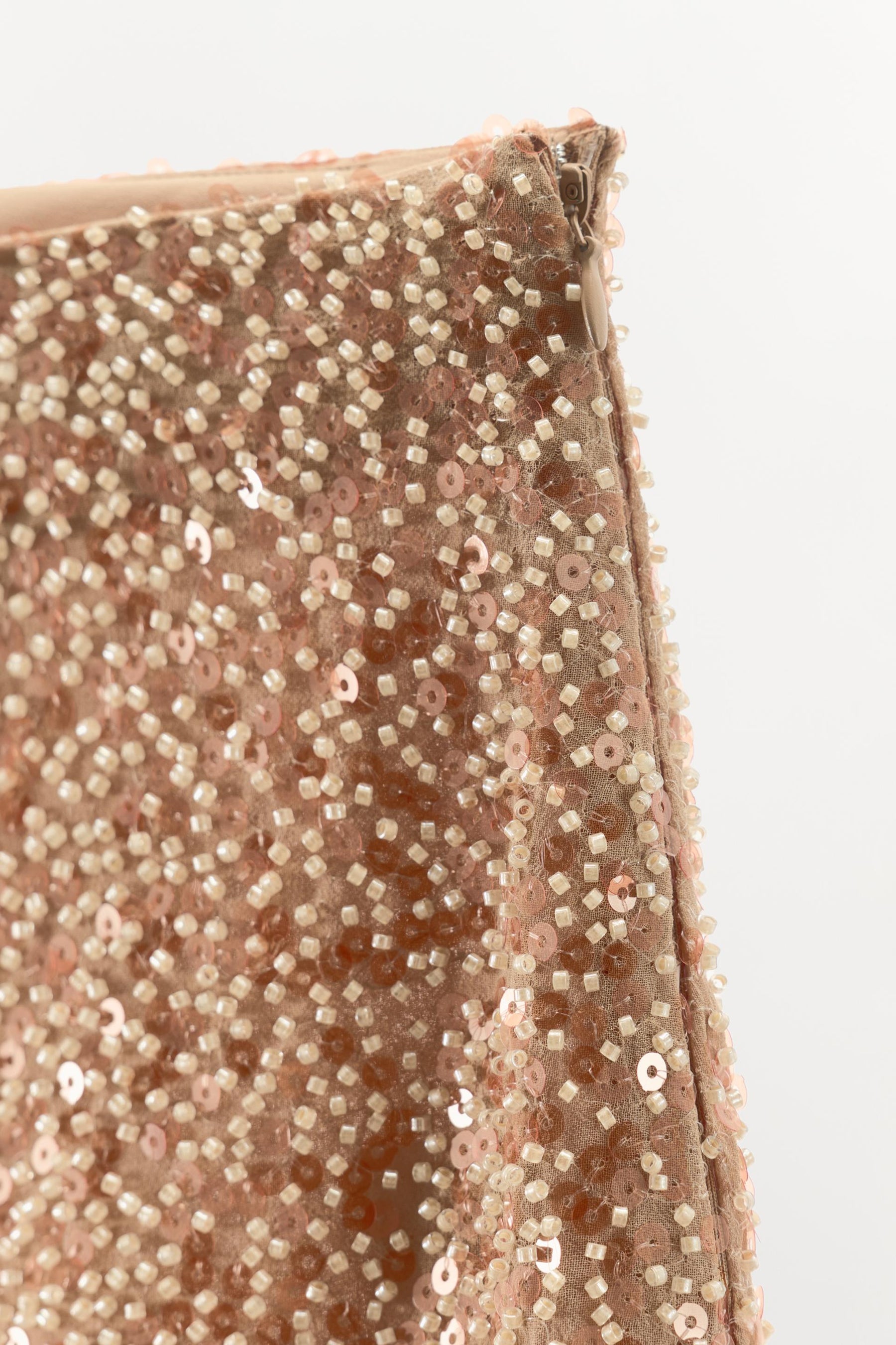 Sequinned Feather Mini Skirt