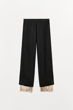 Satin Lace-Vented Trousers