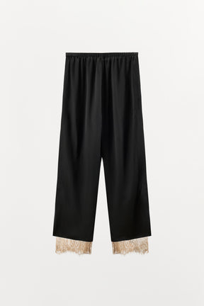 Satin Lace-Vented Trousers