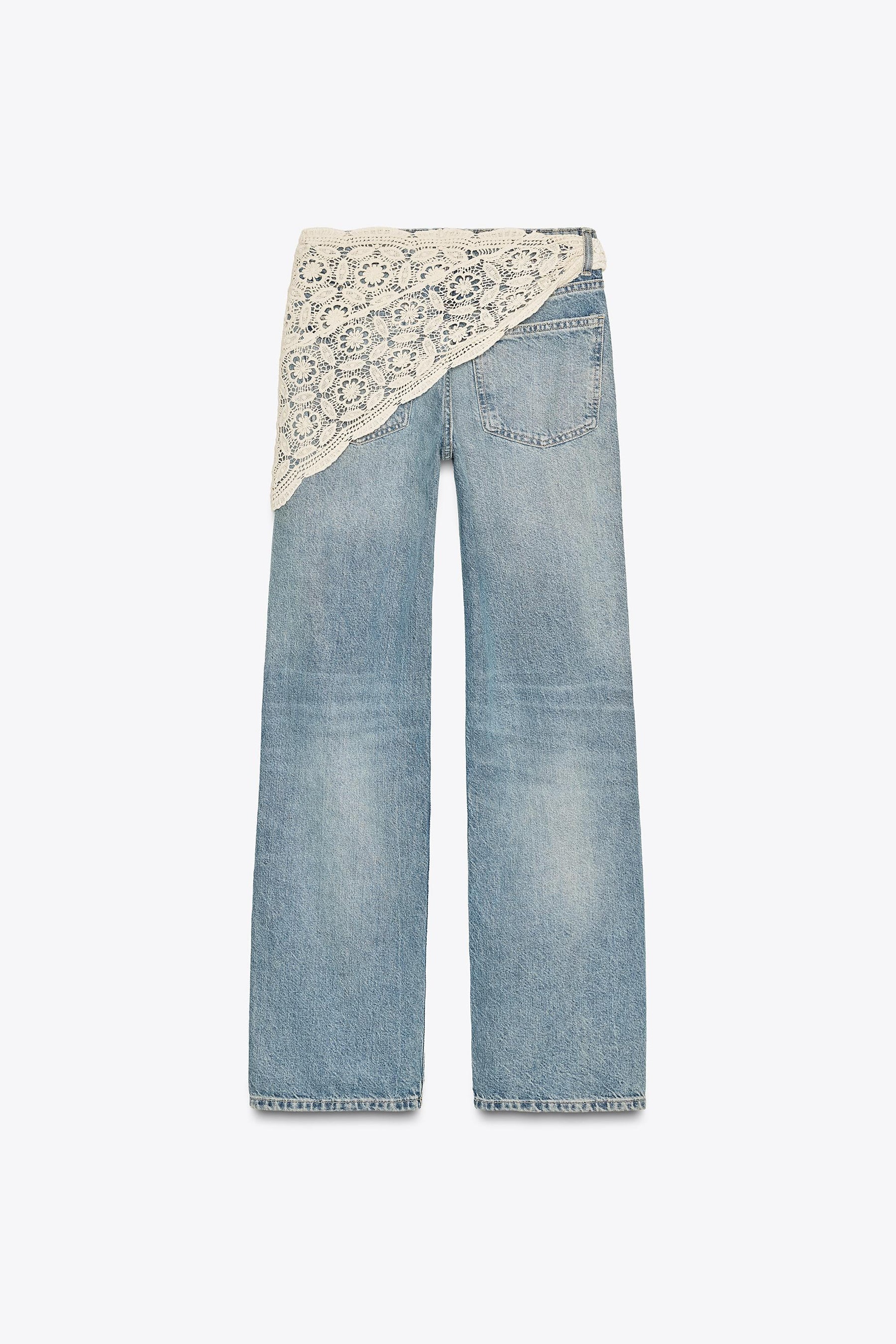 Wide-Leg Mid-Waist Scarf Jeans