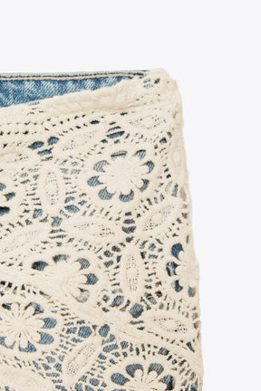 Wide-Leg Mid-Waist Scarf Jeans