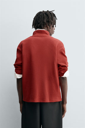 CONTRAST TEXTURED POLO SHIRT - Image 3