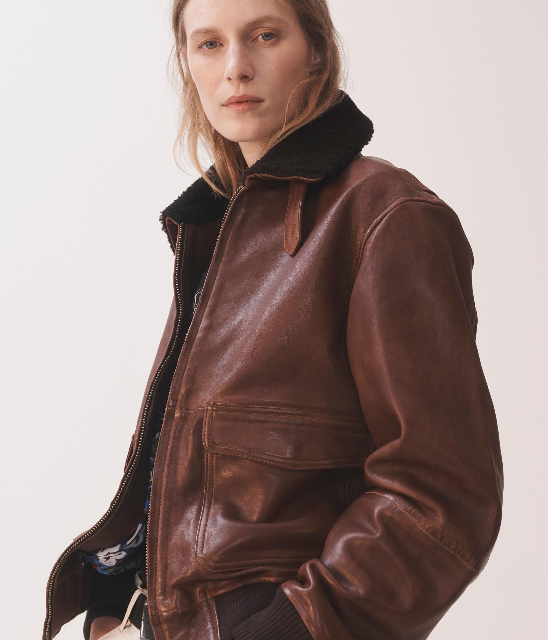 LEATHER AVIATOR JACKET