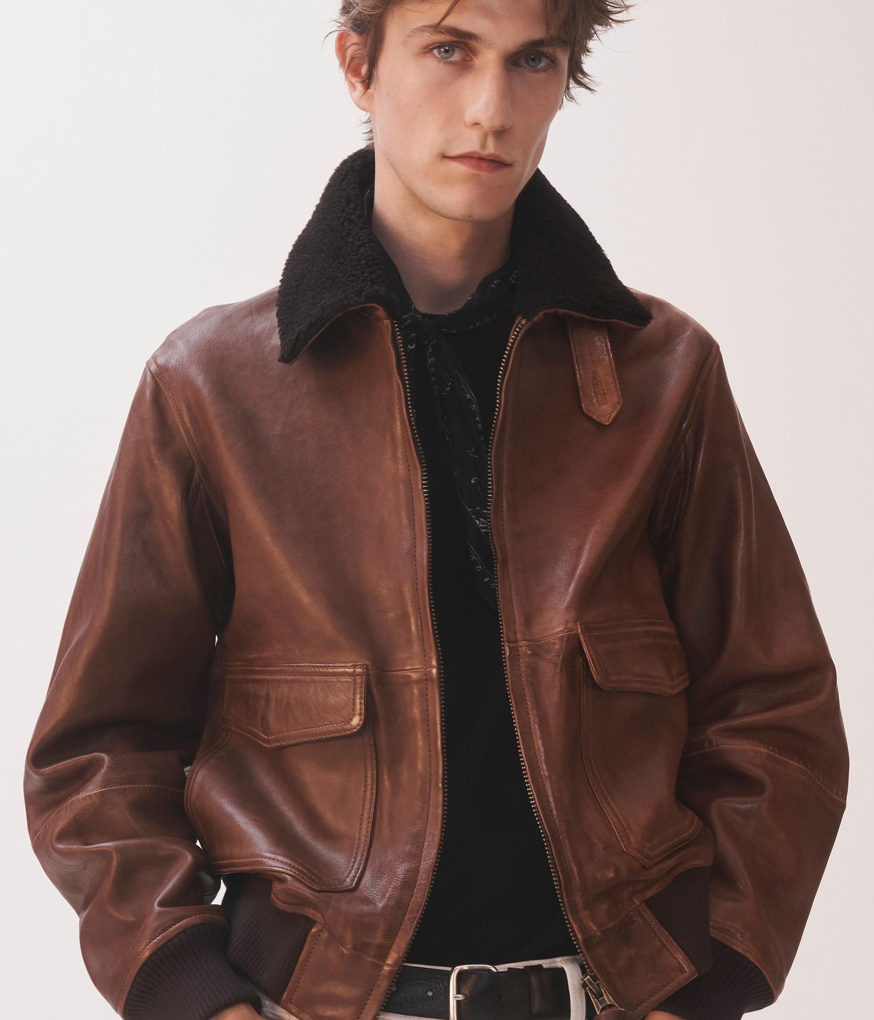 LEATHER AVIATOR JACKET