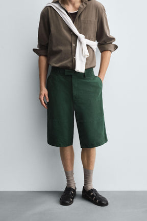 RELAXED FIT SUEDE LEATHER BERMUDA SHORTS - Image 2
