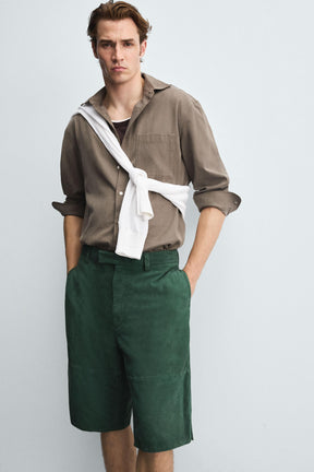 RELAXED FIT SUEDE LEATHER BERMUDA SHORTS - Image 5