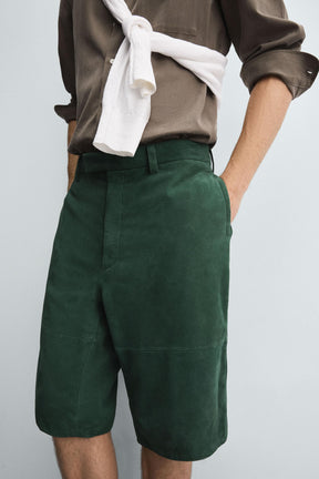 RELAXED FIT SUEDE LEATHER BERMUDA SHORTS - Image 7