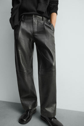 Straight Leather Pants