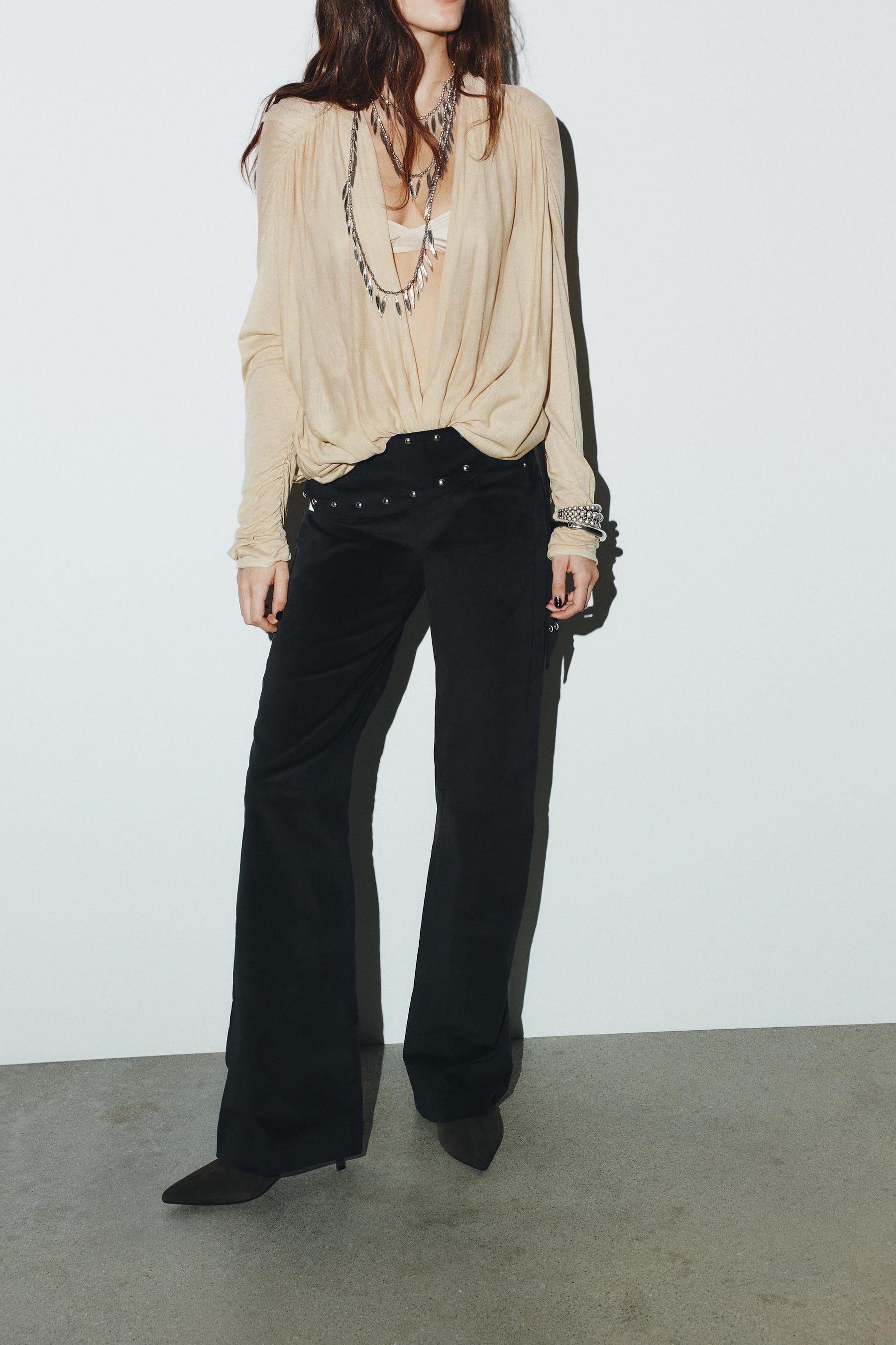 Studded Flare Trousers