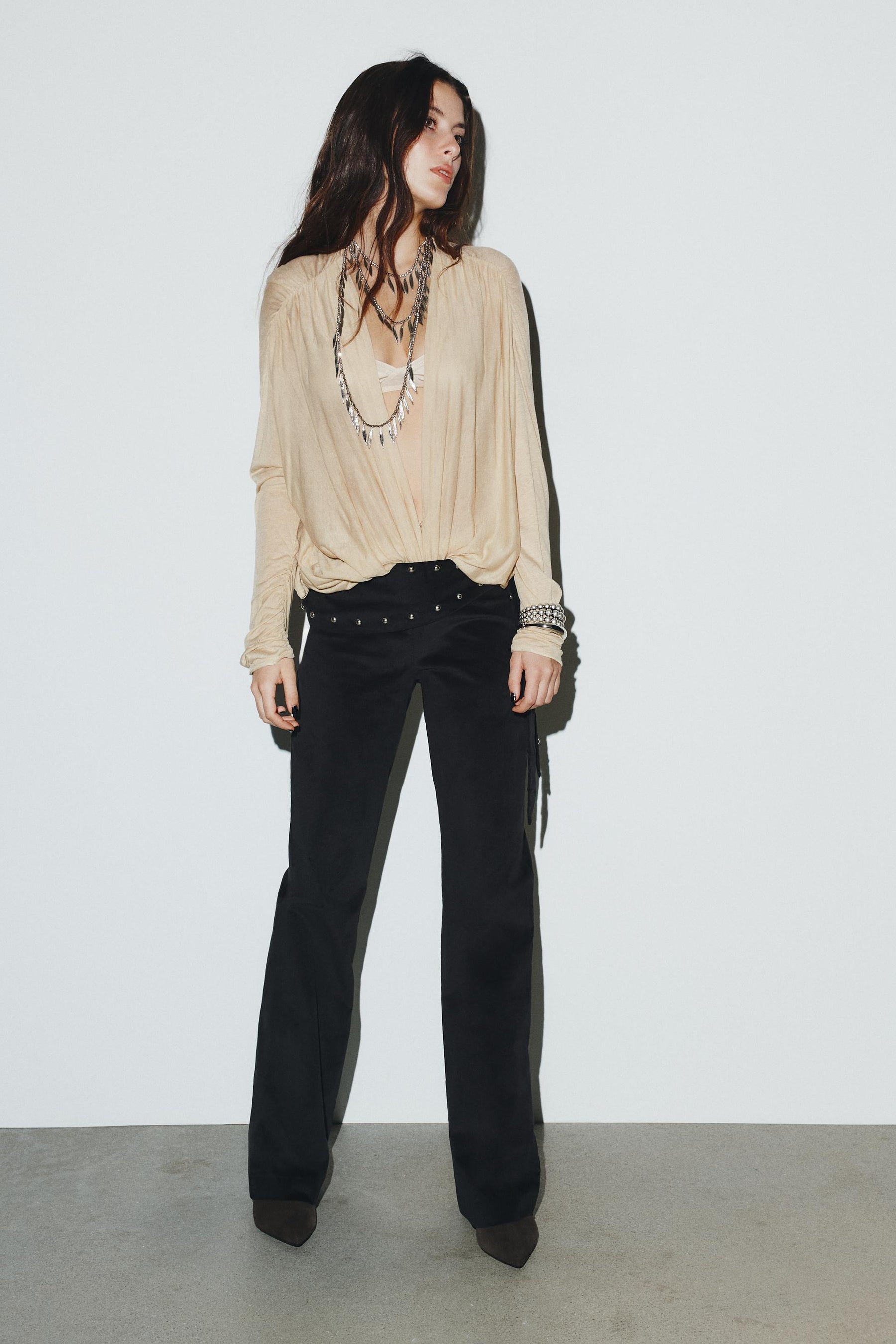 Studded Flare Trousers