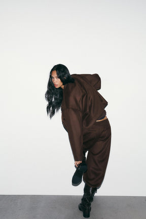 Wool Pleated Barrel Trousers