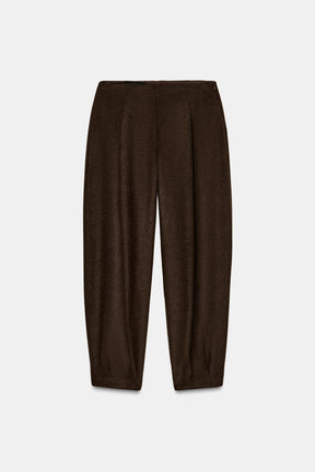 Wool Pleated Barrel Trousers
