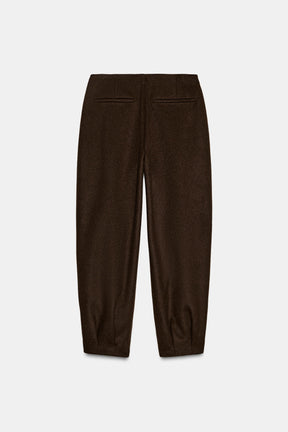 Wool Pleated Barrel Trousers