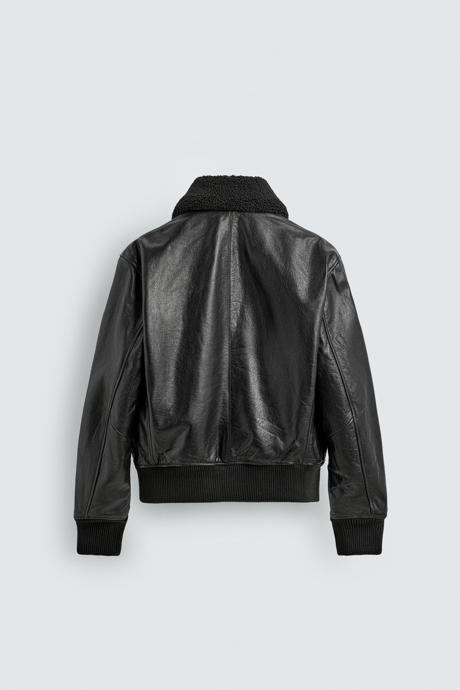 Convertible Collar Leather Jacket