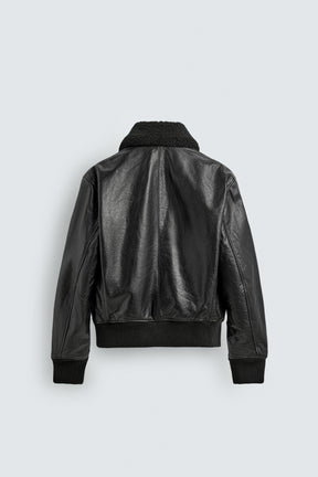 Convertible Collar Leather Jacket
