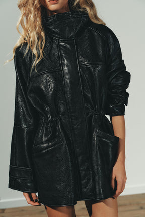 Leather Jacket with Adjustable